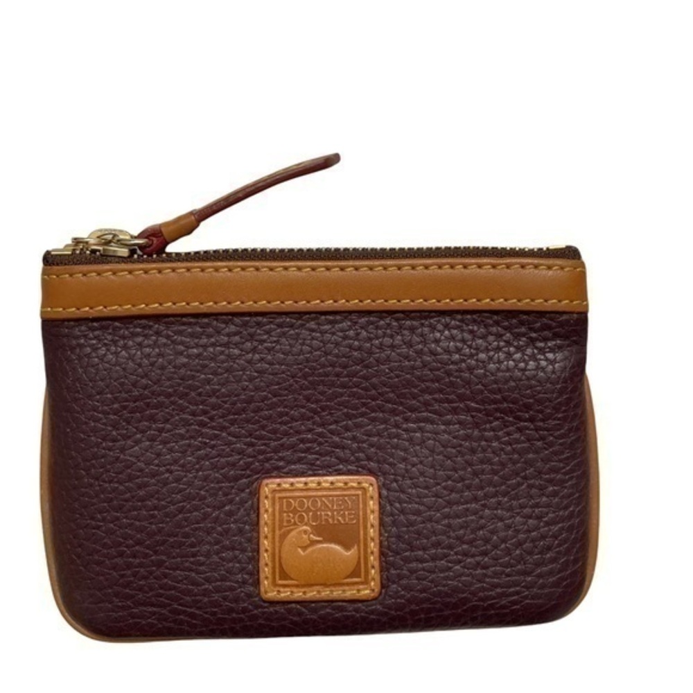 Dooney & Bourke purple and brown leather cosmetic bag